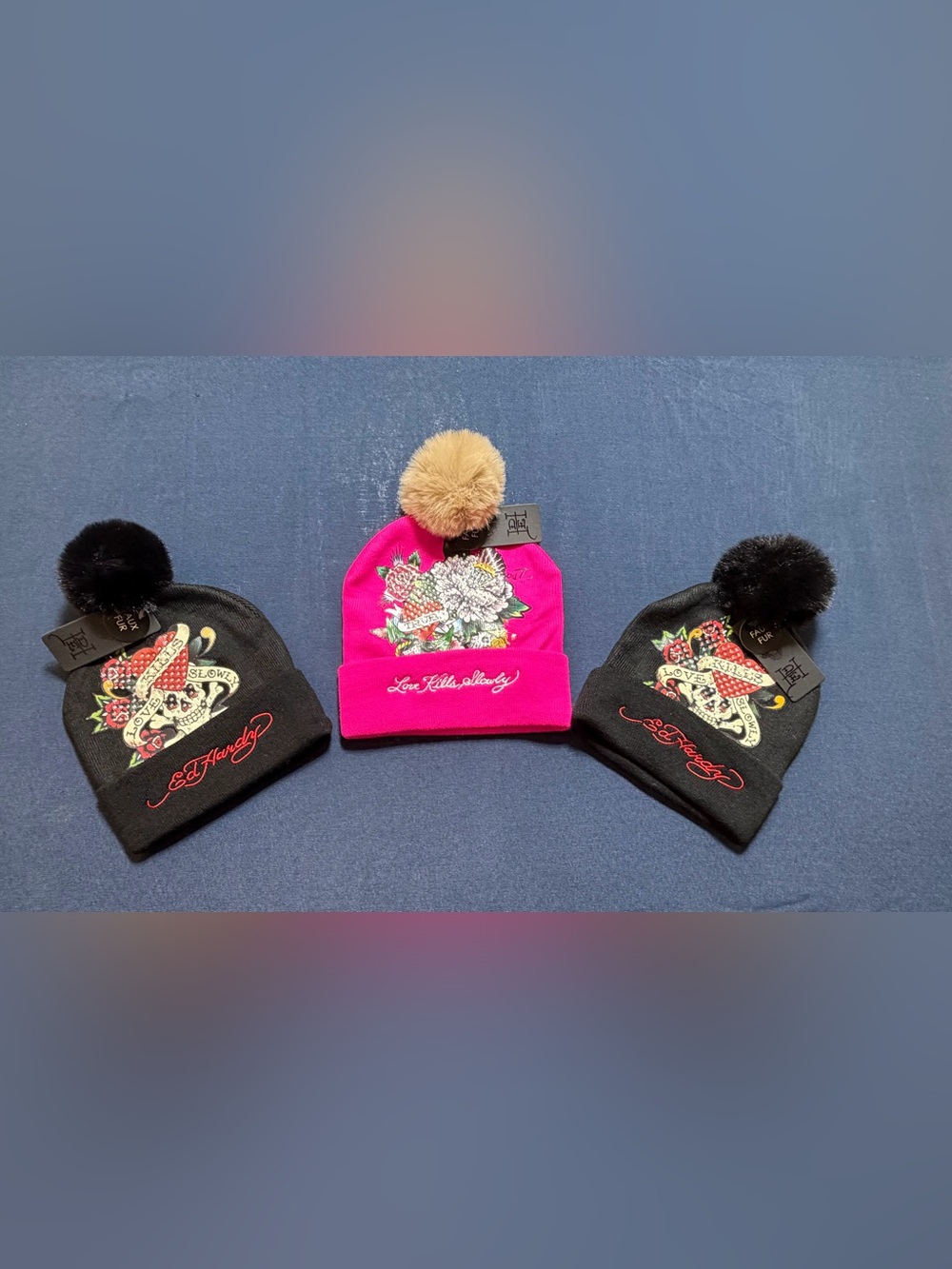 100% Acrylic NWT O/S Ed Hardy Pom Beanie-3 available at $20 each